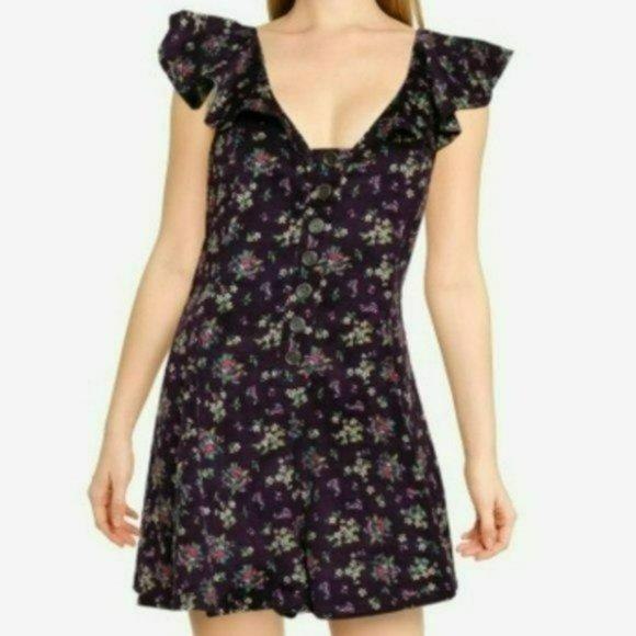Free People Violet Visions Floral Romper -S - Picture 3 of 9